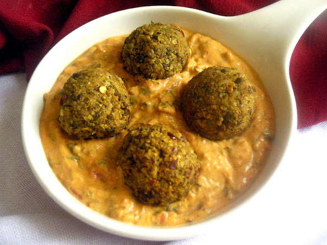 Urad Bean and Quinoa Kofta with Coconut Fenugreek Sauce