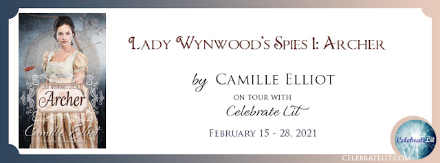 Banner reads Lady Wynwood's Spies: Archer" on tour with Celebrate Lit. February 15-28, 2021"