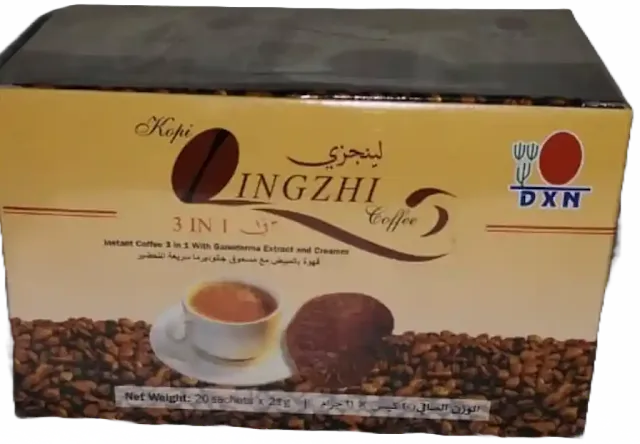 قهوة لينجزي 3*1 Lingzhi coffee, قهوة النسكافيه,قهوة معززة بالجانوديرما,قهوة بدون ملونات,قهوة بدون اصباغ,قهوه سهلة الذوبان