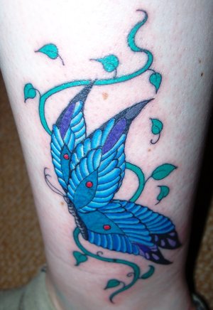 blue and purple butterfly tattoo - artist Sean Donovan Blue Butterfly Tattoo