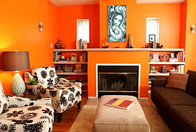 decoración sala naranja