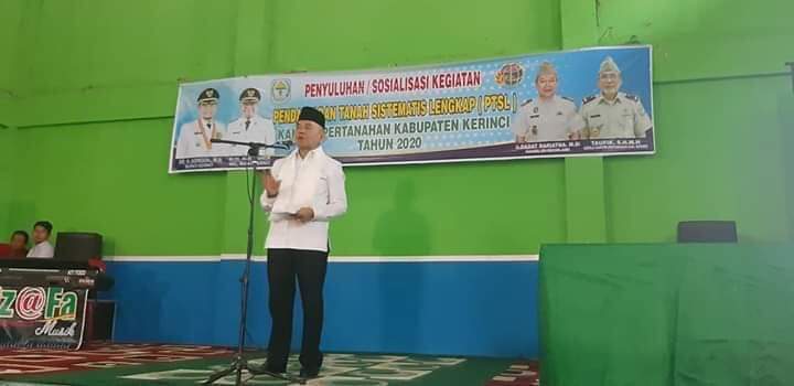 Bupati Kerinci Adirozal Buka Penyuluhan dan Sosialisasi PTSL Tahun 2020