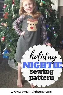 Simple and free girls nightgown pattern for ages 12 month to 12 years with full photo tutorial.  Perfect for holiday appliques and cut files.