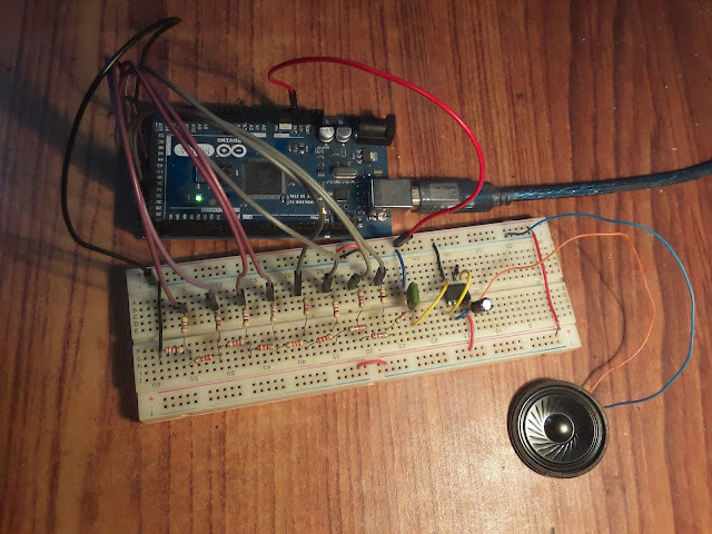 Audio using Arduino using R2R DAC and LM358 Operational Amplifier
