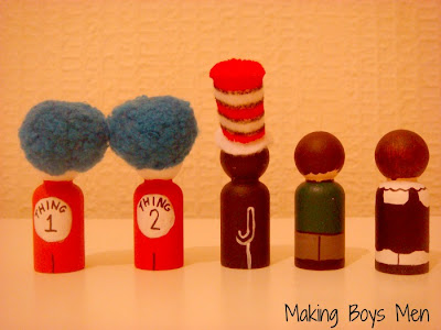 Cat in the hat peg dolls