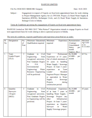 WAPCOS RECRUITMENT 2023