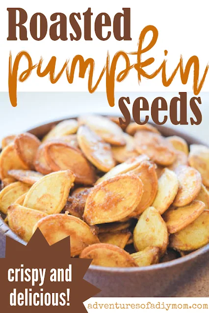 roasted pumpkin seeds with text overlay