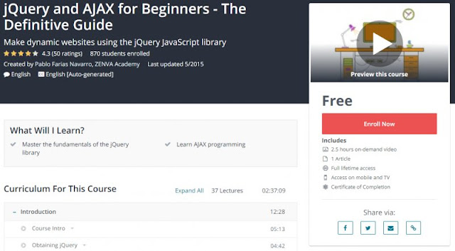 [100% Free] jQuery and AJAX for Beginners - The Definitive Guide