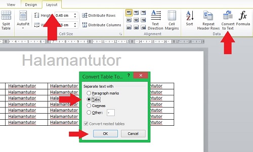 cara menghapu tabel di Word tanpa menghilangkan Tulisan