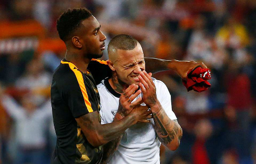 Nainggolan cried as he scored twice but could not put Roma in the final