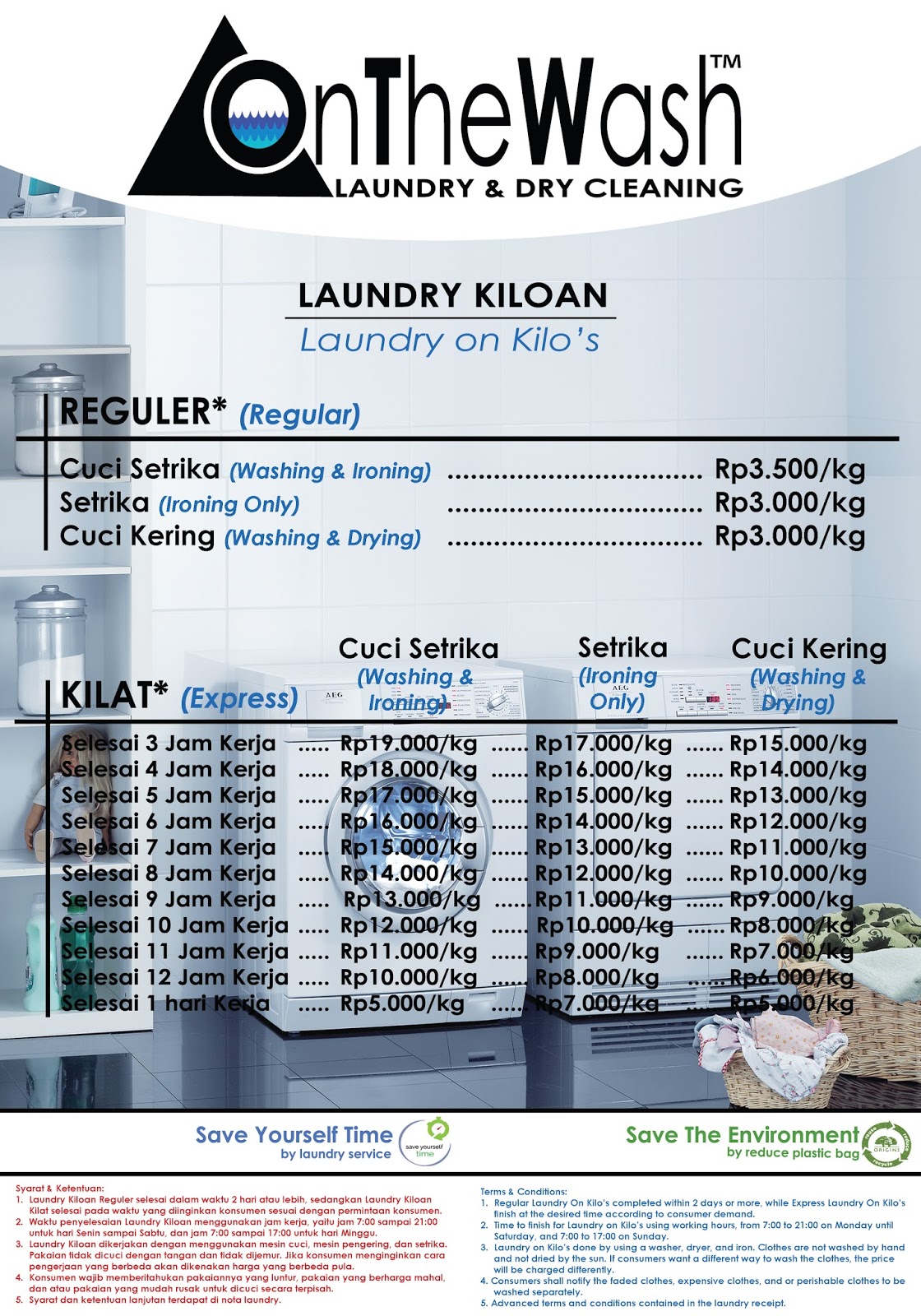 OnTheWash DAFTAR HARGA LAUNDRY  KILOAN 2022