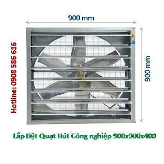 LẮP ĐẶT QUẠT HÚT GIÓ CÔNG NGHIỆP 900X900X400