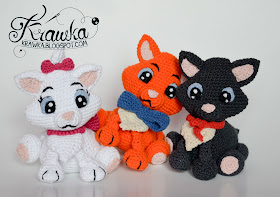 Krawka: Aristocats - Marie, Belioz, Toulouse - crochet pattern for all 3 kittens 