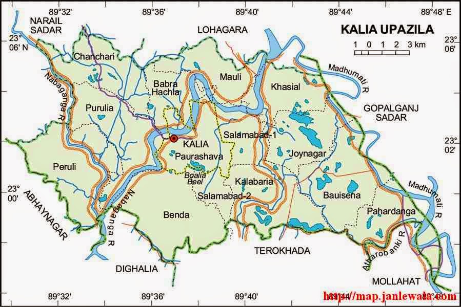 kalia upazila map of bangladesh