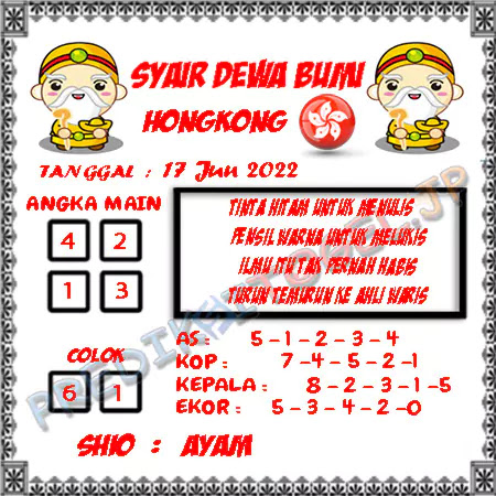 Prediksi Dewa Bumi Togel Hongkong Jumat 17 Juni 2022