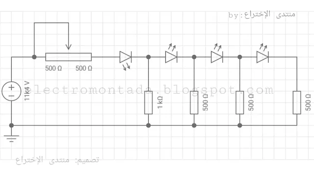 دائرة قياس مستوى شحن البطاريات- battery level indicator