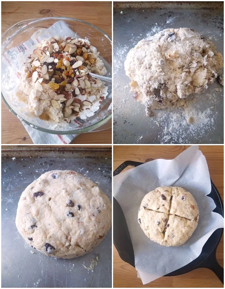 Haciendo el pan de soda, dando forma a la masa