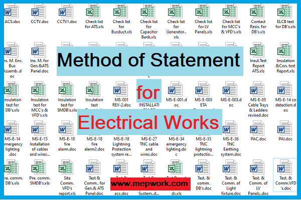 Download Free Method of Statement for Electrical Works Installation Doc