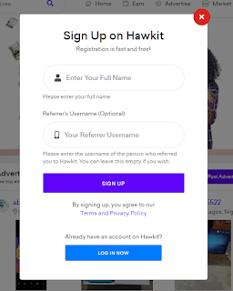 Hawkit sign up