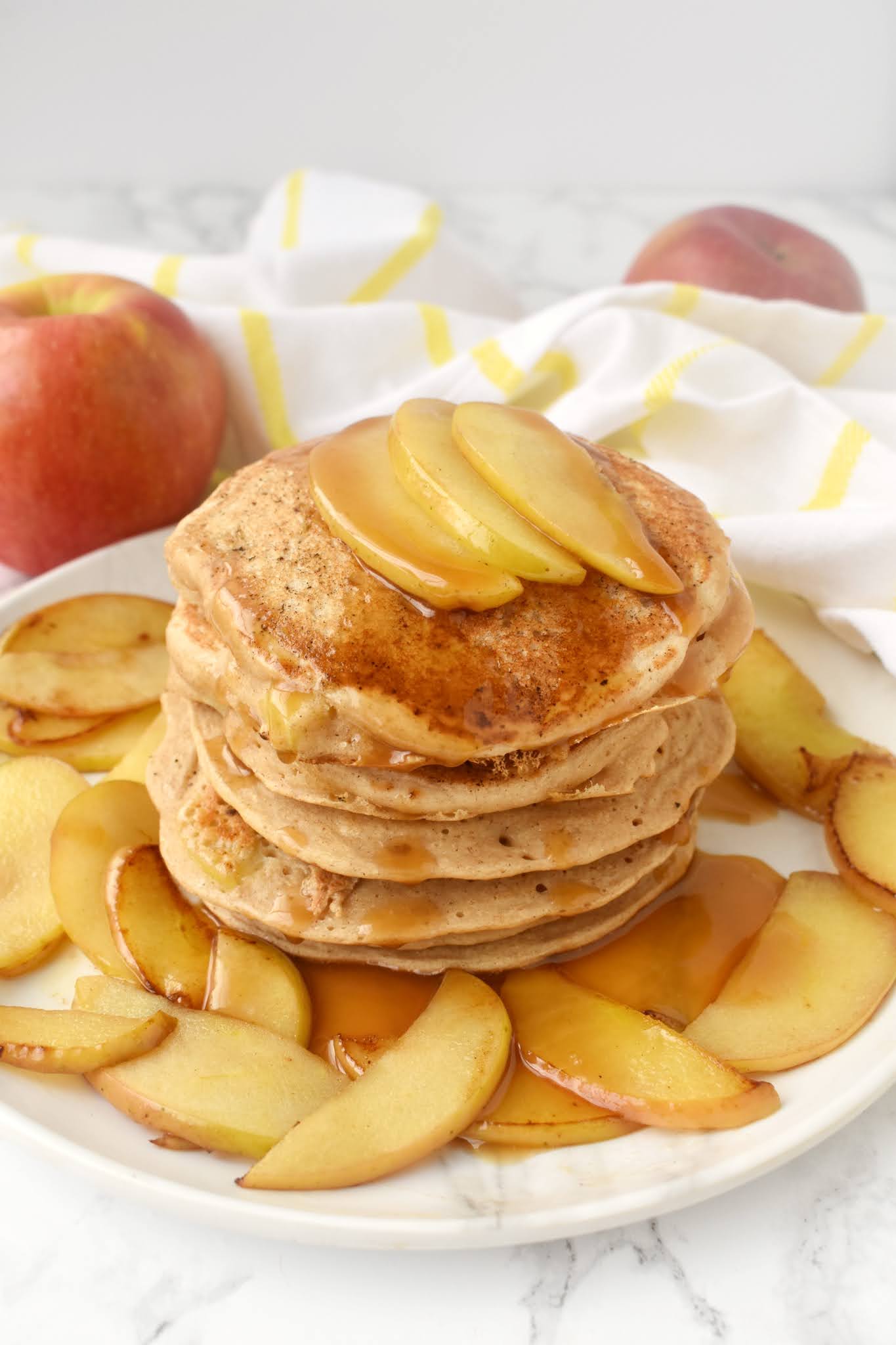 Healthy Caramel Apple Pancakes