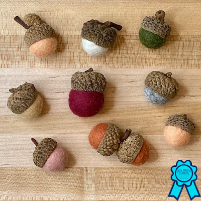 Wool Felted Acorns ©Copyright 2023 Belinda Karls-Nace/Blue Ribbon Designs, LLC http://www.blueribbondesigns.blogspot.com©Copyright 2023 Belinda Karls-Nace/Blue Ribbon Designs, LLC http://www.blueribbondesigns.blogspot.com