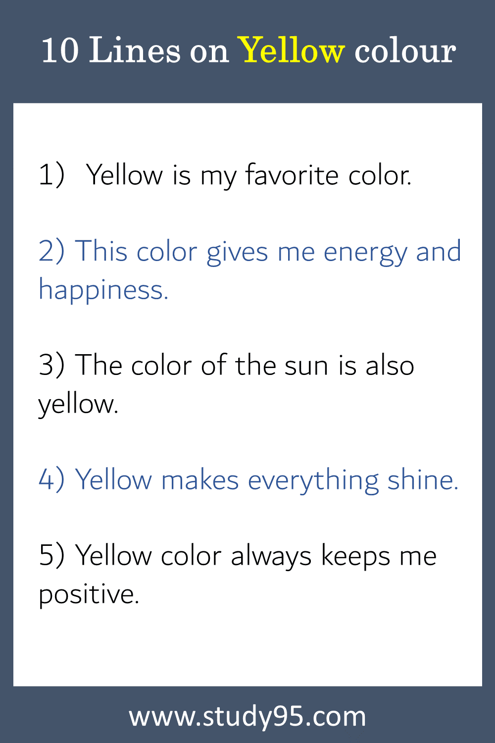 10 Lines on Yellow colour