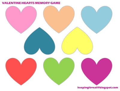 Valentine Hearts Memory Game - free printable