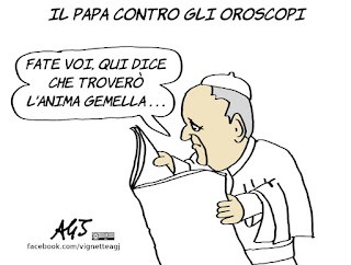 papa francesco, astrologi, oroscopo, astrologia, superstizioni, umorismo, vignetta, satira