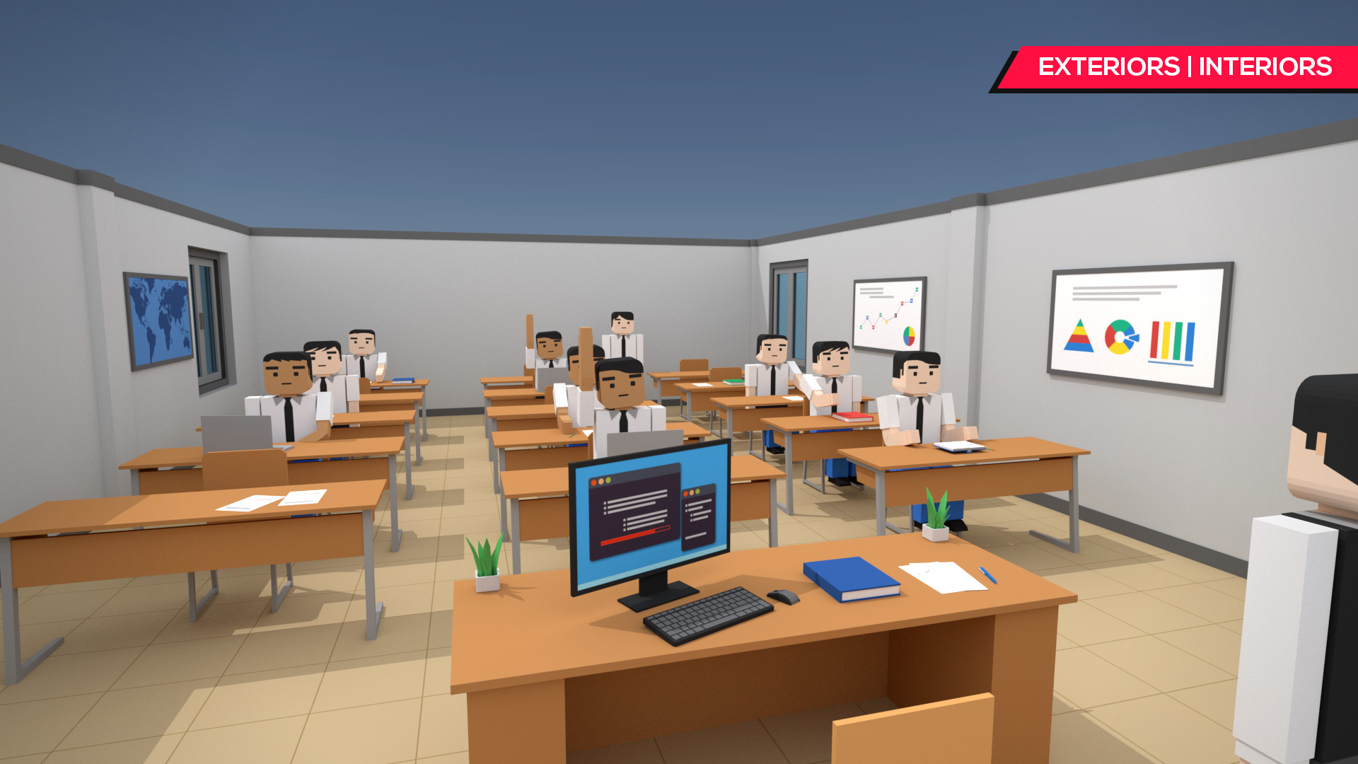 Low Poly polygon school interior