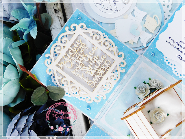 pudełko na chrzest - exploding box, scrapbooking