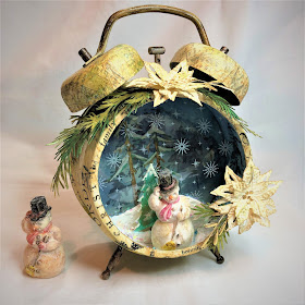 Sara Emily Barker https://sarascloset1.blogspot.com/2018/11/assemblage-clock-tis-season-for-gift.html  Assemblage Clock with Tim Holtz Stampers Anonymous, Sizzix Alterations Ideaology and Distress 1