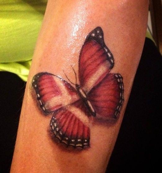 Red butterfly on leg1