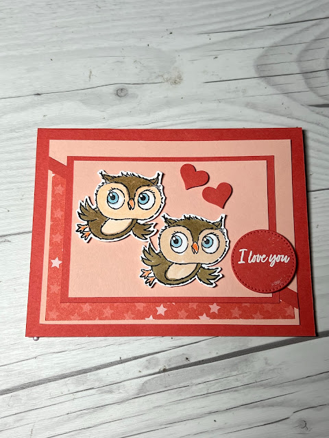 A Valentine's Day card using Stampin' Up! Adorable Owls Stamp Set