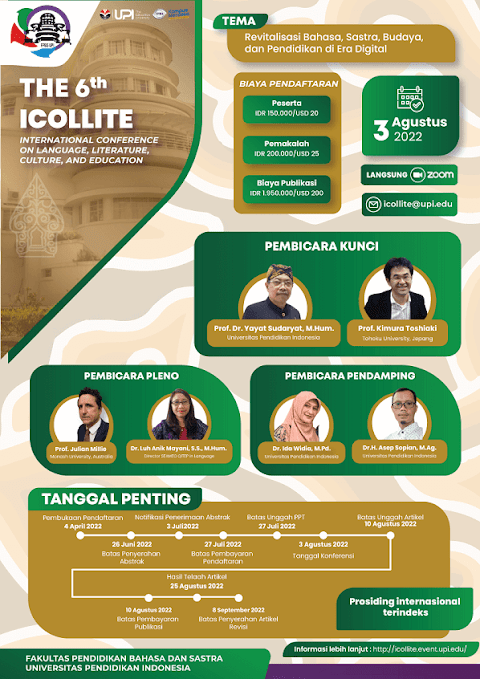 [3 Agustus 2022] ICOLLITE 2022 - Sixth International Conference on Language, Literature, Culture, and Education (6th ICOLLITE) 