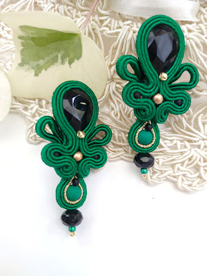 pendientes medianos fiesta color verde y negro