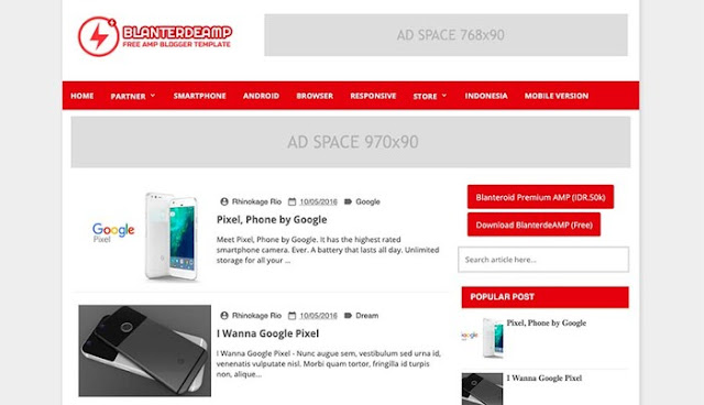 Blanterdeamp - Free Responsive AMP Blogger Theme