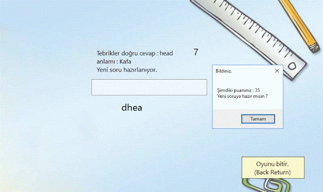 C# ingilizce Kelime Tahmin Oyunu Kodlarıyla Access Veritabanı