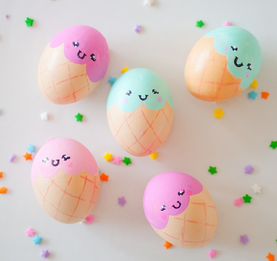 ¡Para morir de amor! DIY huevos de pascua con forma de helados kawaii :)