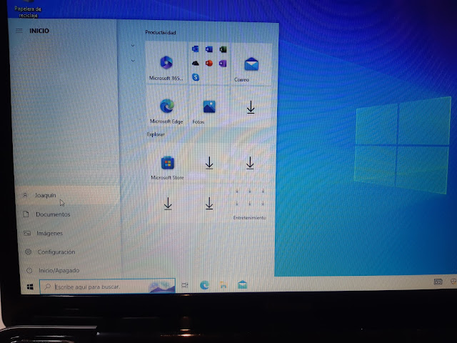 manú inicio de Windows 10