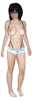 Topless girl with suspenders PNG clip art