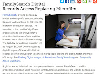Official FamilySearch Press Release re: Discontinuing Microfilm Shipments
