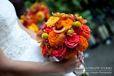 colorful bouquet fall orange red yellow