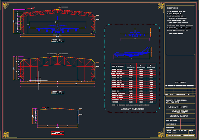 مشروع استيل لتصميم AIRCRAFT HANGAR