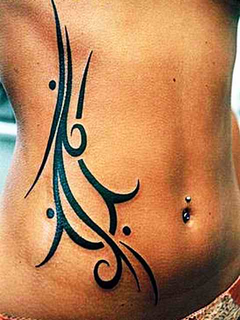 flower stomach tattoo and celtic stomach tattoo for sexy girl