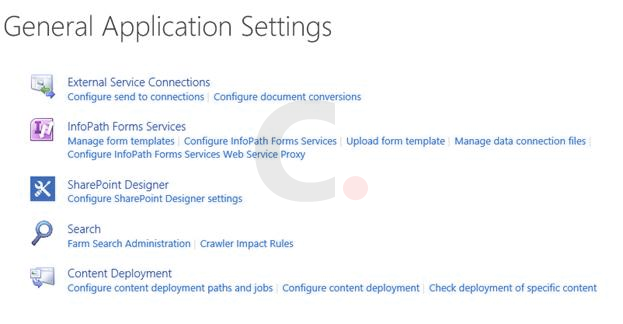 Sharepoint Central Administration - General Application Settings