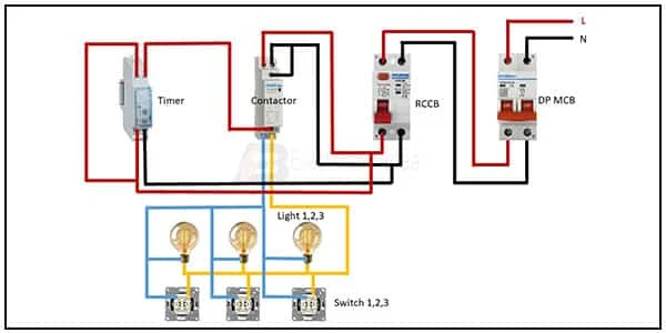 Garden lights contactor wiring