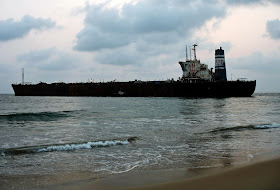 ship run aground in Goa