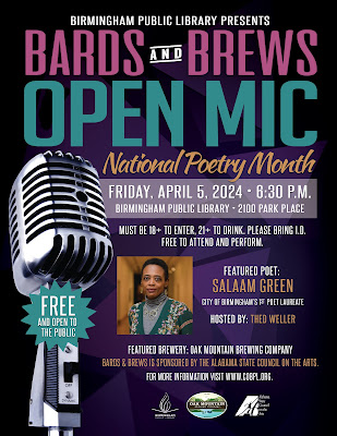 Flyer for Bards & Brews April Open Mic