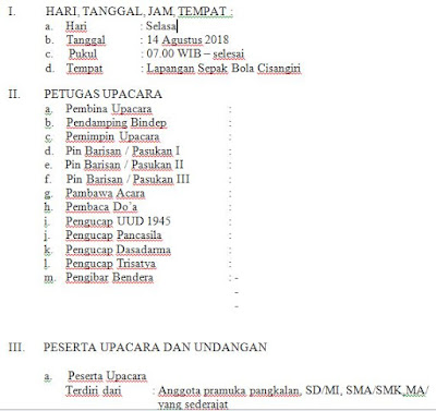 Lampiran Sususnan tata Uoacara HUT Ke 57 Tahun 2018 Gerakan Pramuka, https://bingkaiguru.blogspot.com