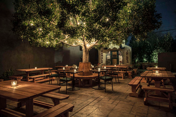 Wooden Table Outdoor Cafe Design